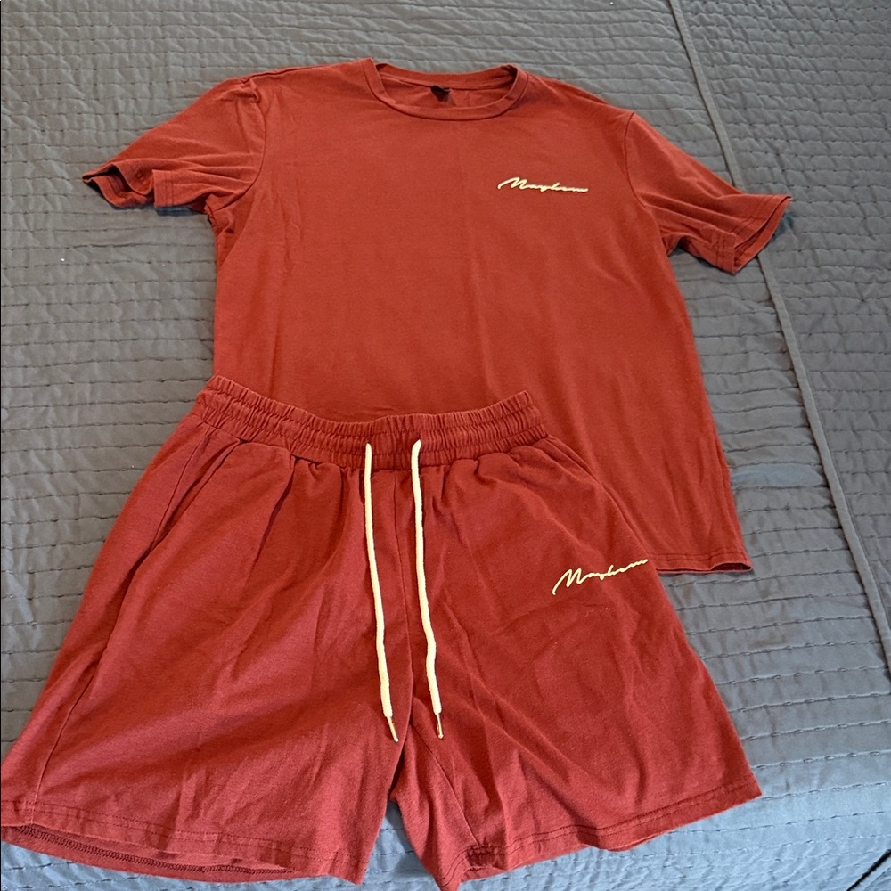 SHEIN Men's Rust Red Athletic Shorts Set